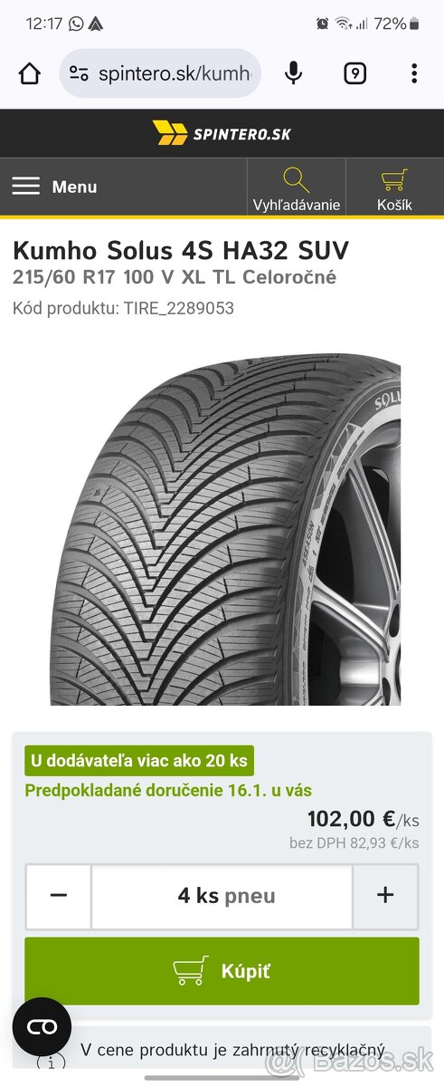 Predam Goodyear 215/60 r 17 letne