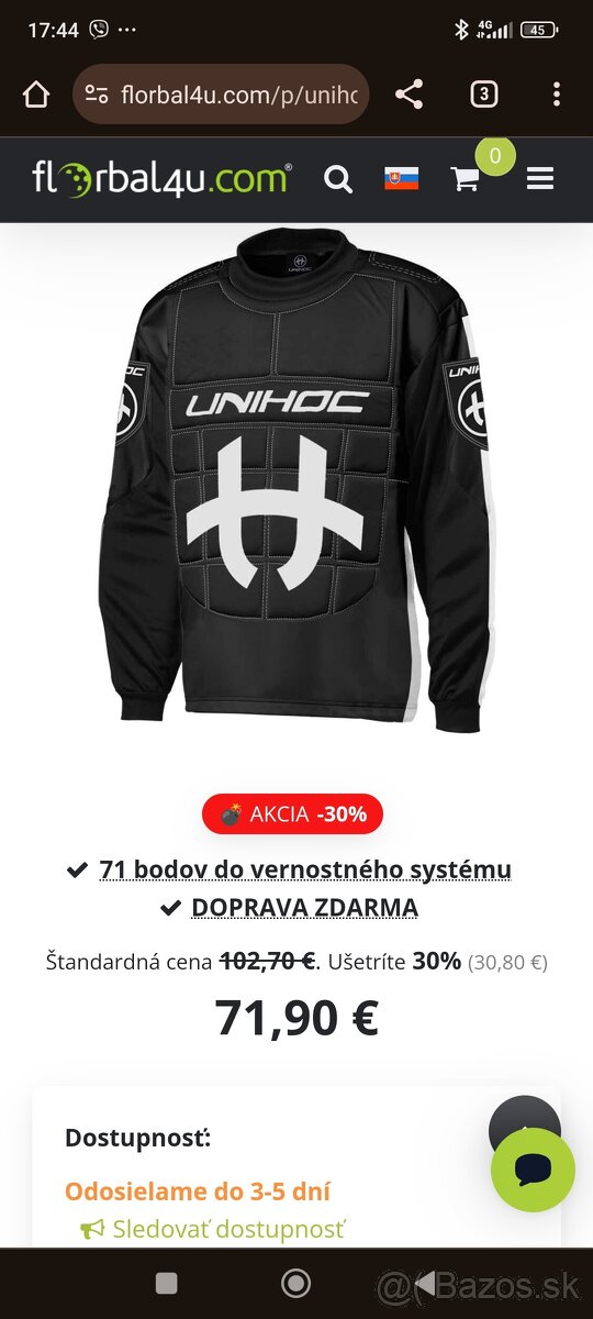 brankársky dres Unihoc