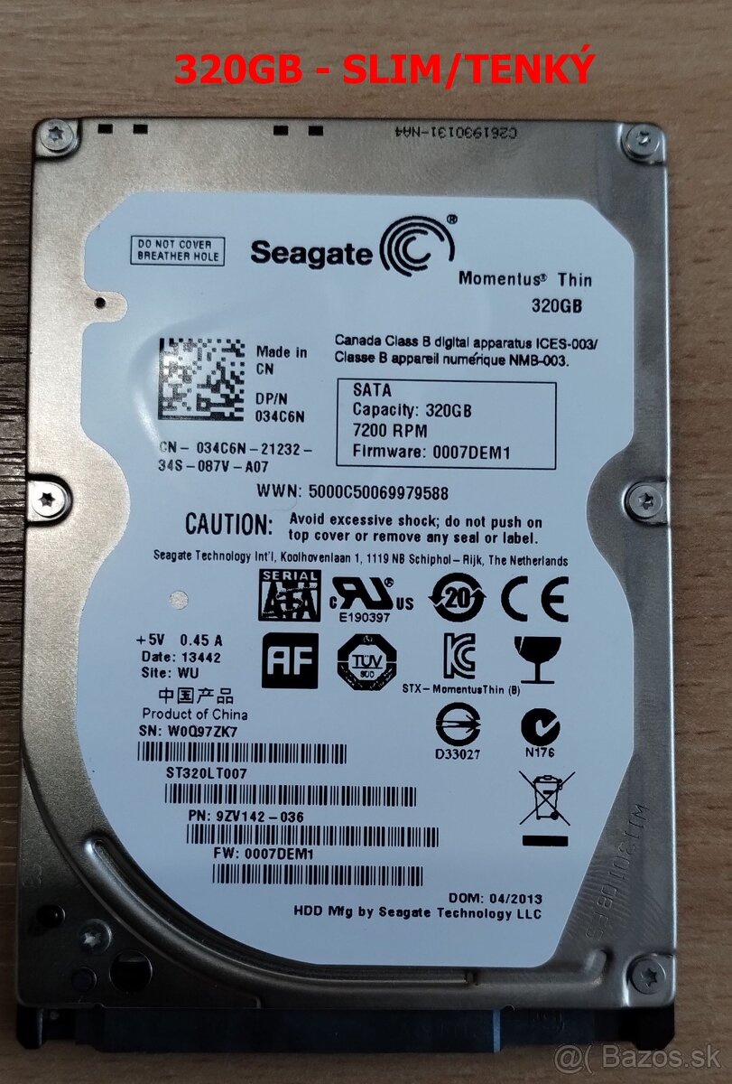 Predám 2,5" SATA HDD (pevné disky) 250GB a 320GB