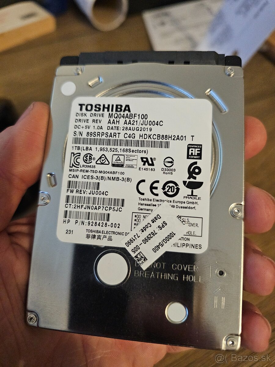 1TB Toshiba 2.5 SATA HDD slim 5400rpm