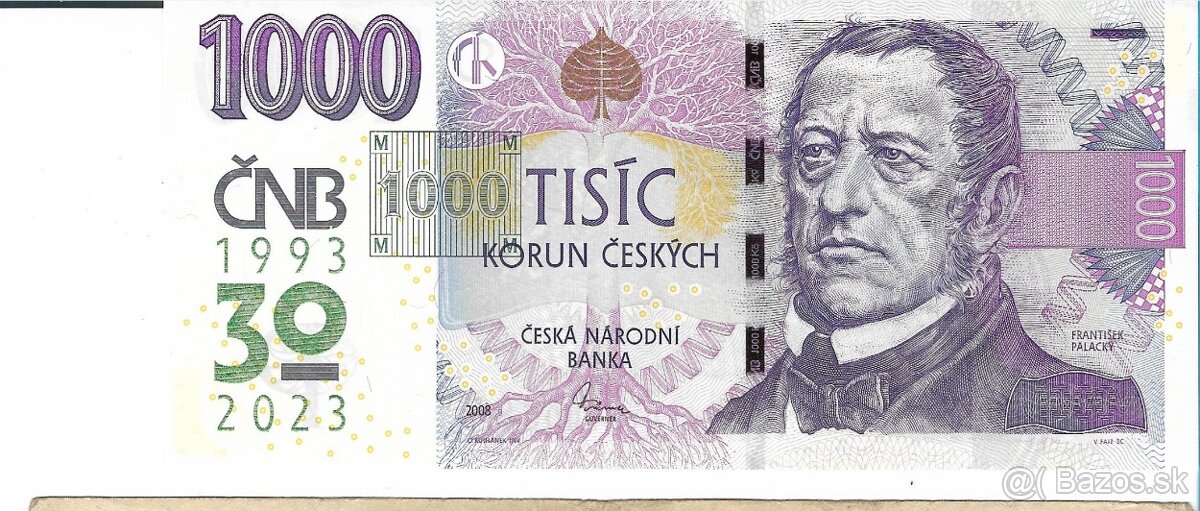 1000 Kč 2008 s.R s prítlačou 30r.ČNB