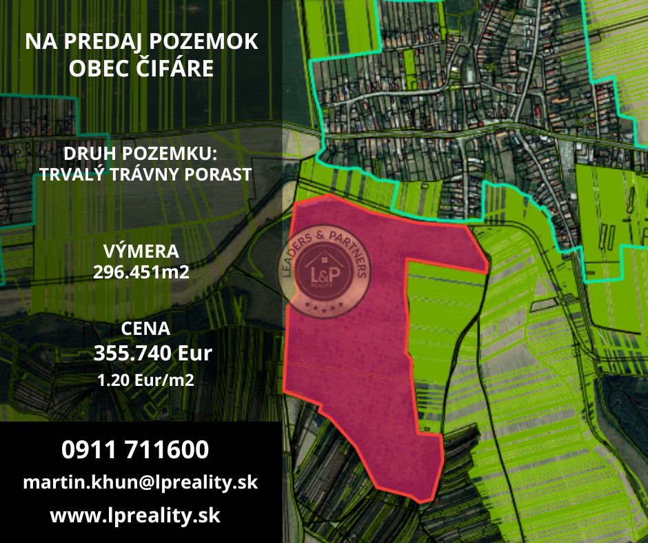 Na predaj pozemky v obci  Čifáre 296.451 m2