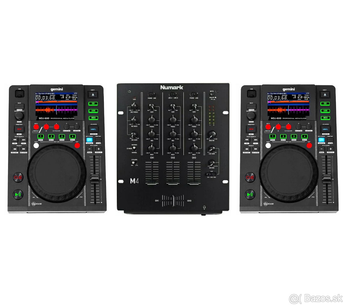 2x DJ playere s mix pultom Numark osadené v case