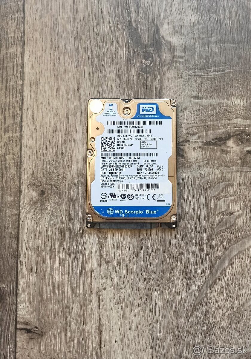 HDD 2,5" WD 640GB / SATAII / 5400RPM