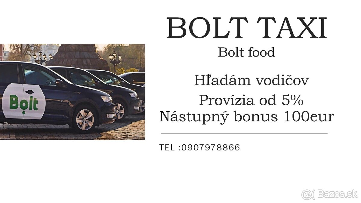 Bolt taxi od 5%  bolt food 7%