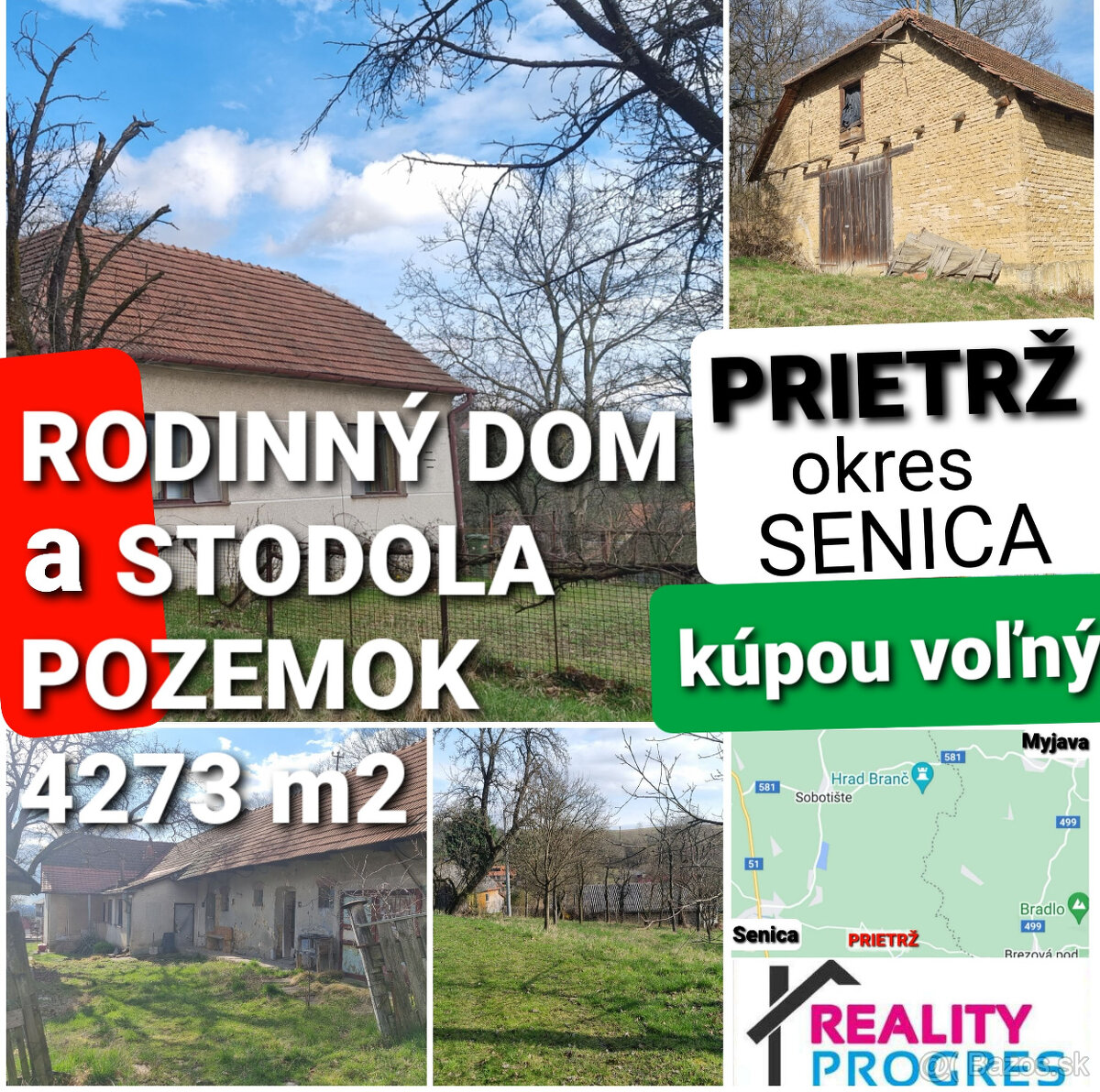 RODINNÝ DOM, STODOLA a PRIESTRANNÝ POZEMOK 15km od MYJAVY