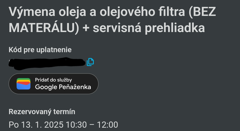 Voucher na výmenu oleja