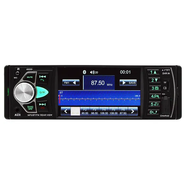 1 DIN autorádio 4,1'' audio stereo USB FM BT AUX audio