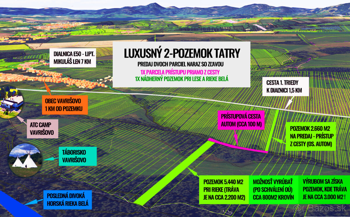 LUXUSNÝ 2-pozemok pri Lipt.Mikuláši - PRI OBCI, LESE A RIEKE