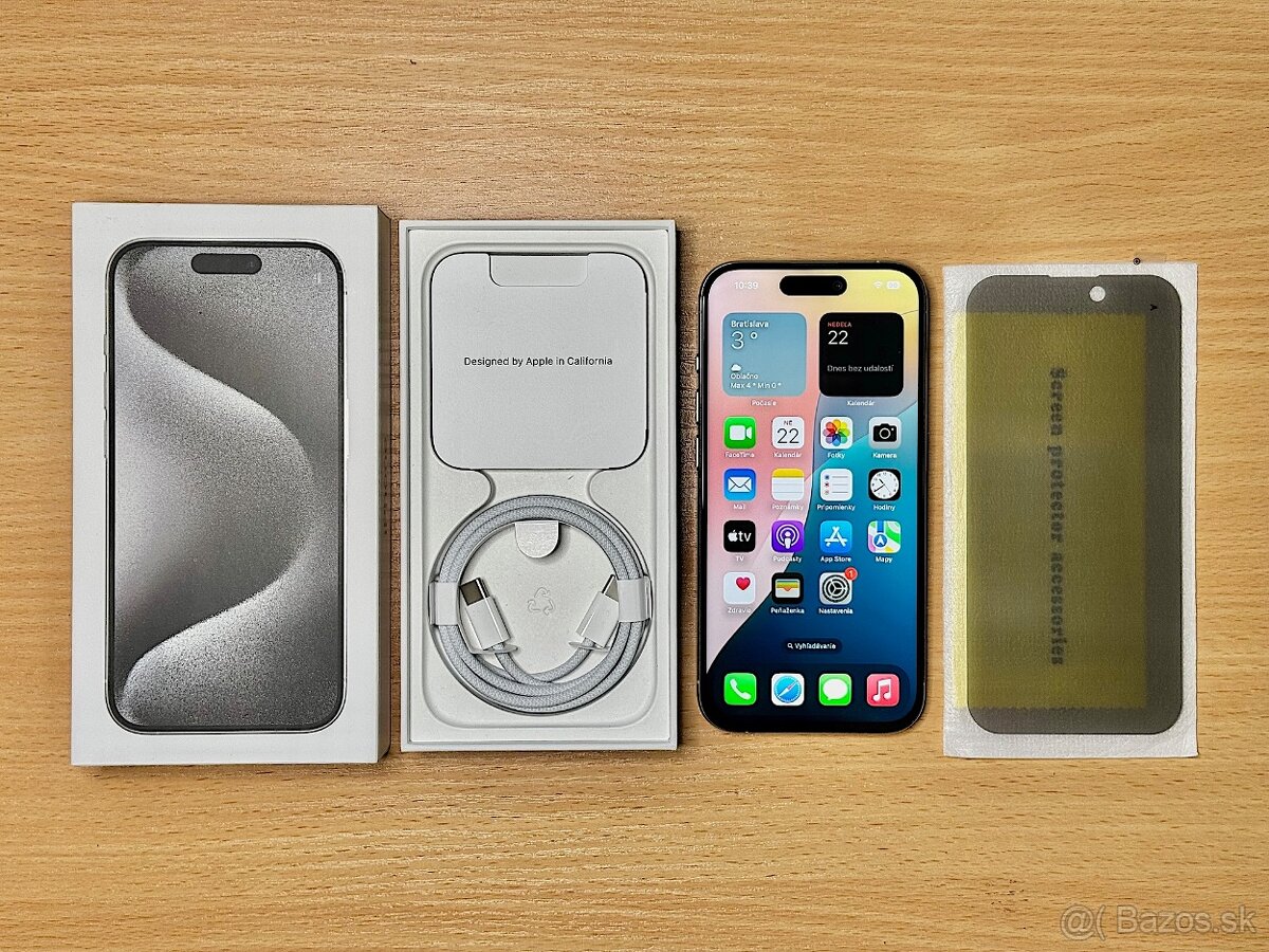 iPhone 15 Pro 128GB - TOP STAV, ZDRAVIE BATÉRIE 100%