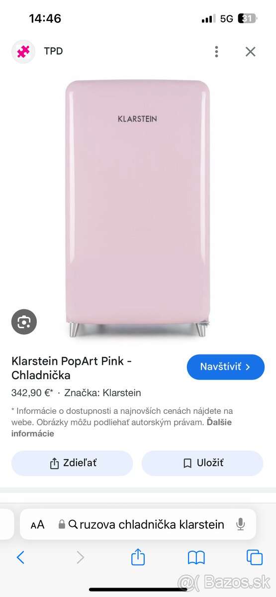 Ružová chladnička