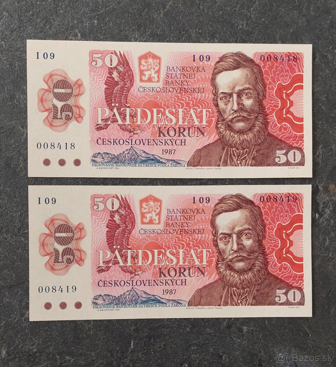 2x 50 Kčs 1987, stav N (UNC)