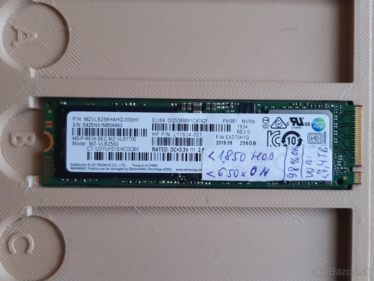 SD 256GB M.2 PCIe NVMe SAMSUNG PM981 80mm