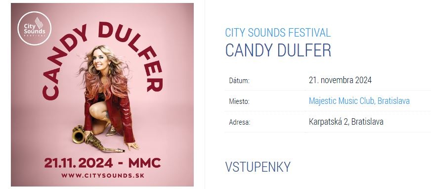 Predám dve vstupenky na candy dulfer