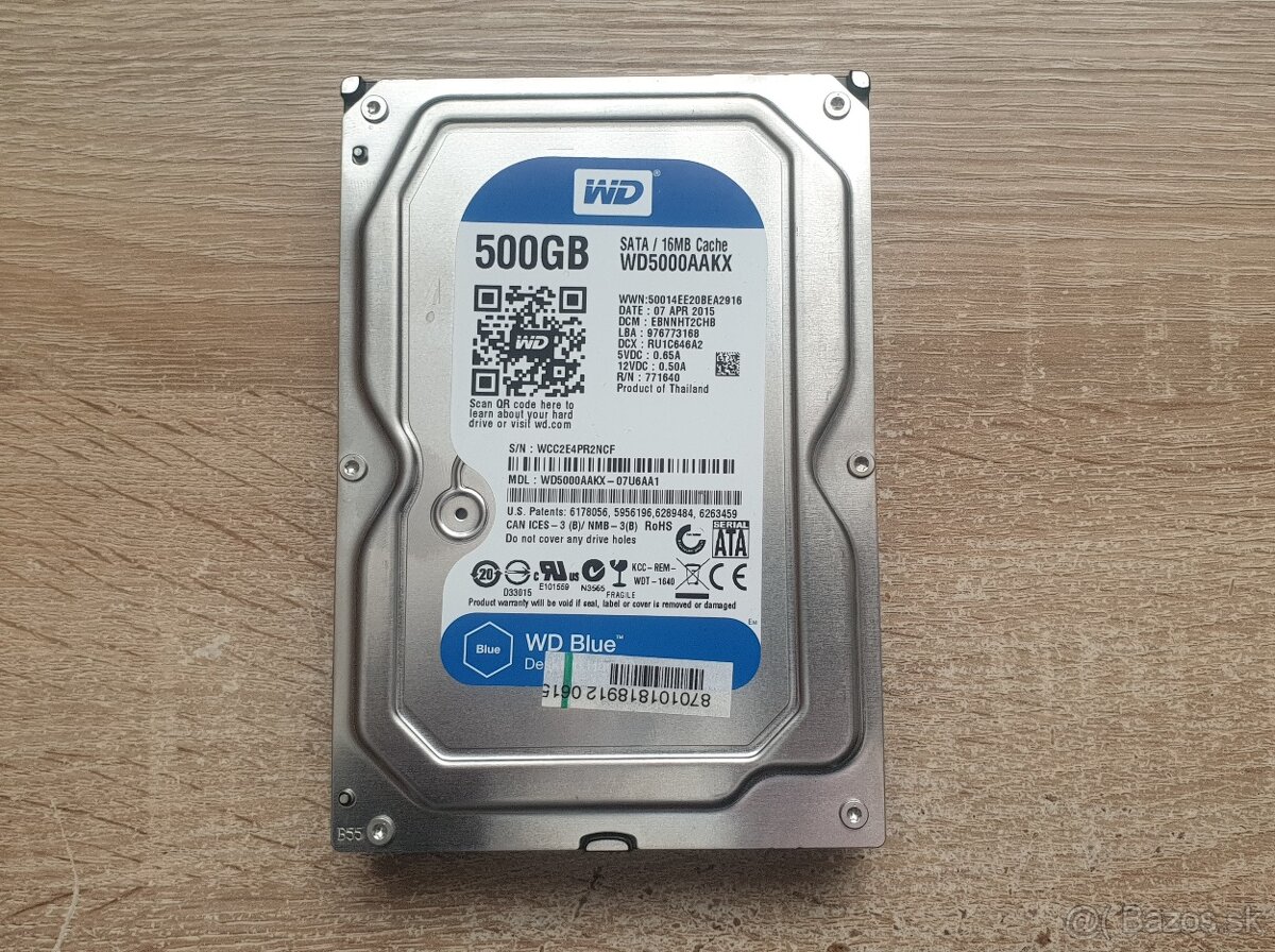 Predám 500GB HDD WESTERN DIGITAL 3,5 WD5000AAKX SATA