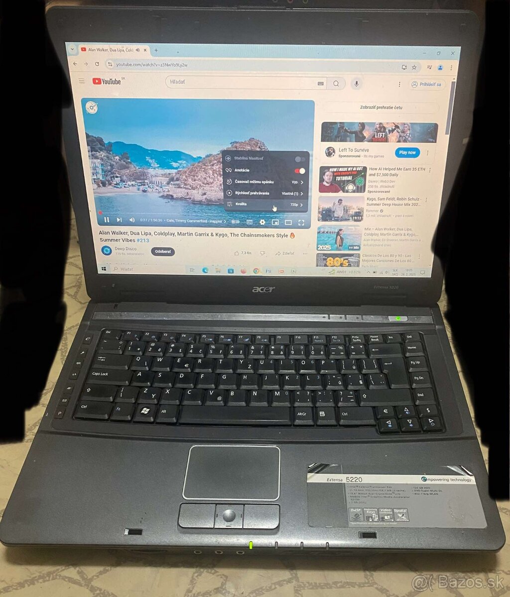 Predám funkční notebook acer extensa 5220 z Win 10 2 jadro