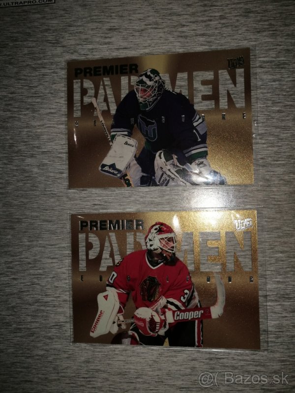 Hokejové kartičky 1995-96 ULTRA Pad men Belfour a Burke