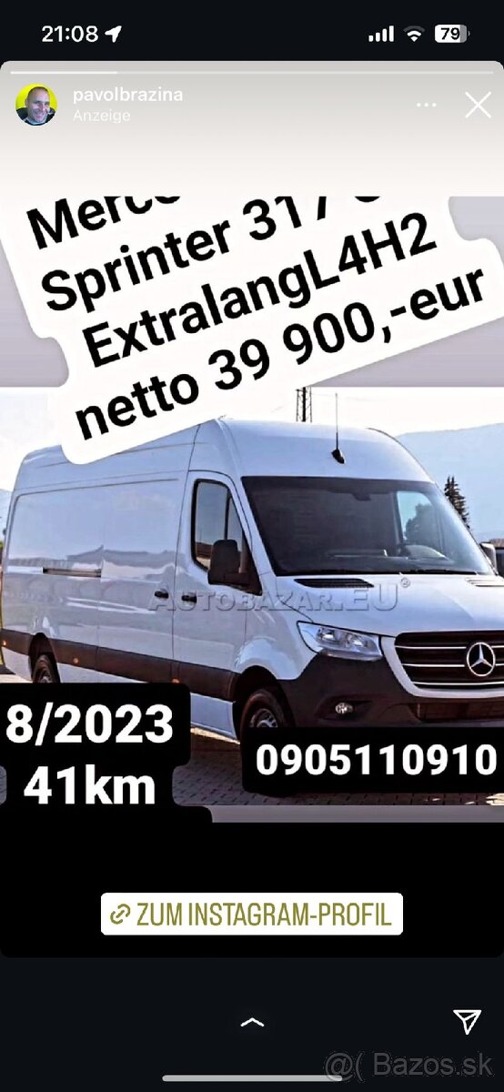 Mercedes-Benz Sprinter 317 CDI ExtralangL4H2
netto 39 900eur