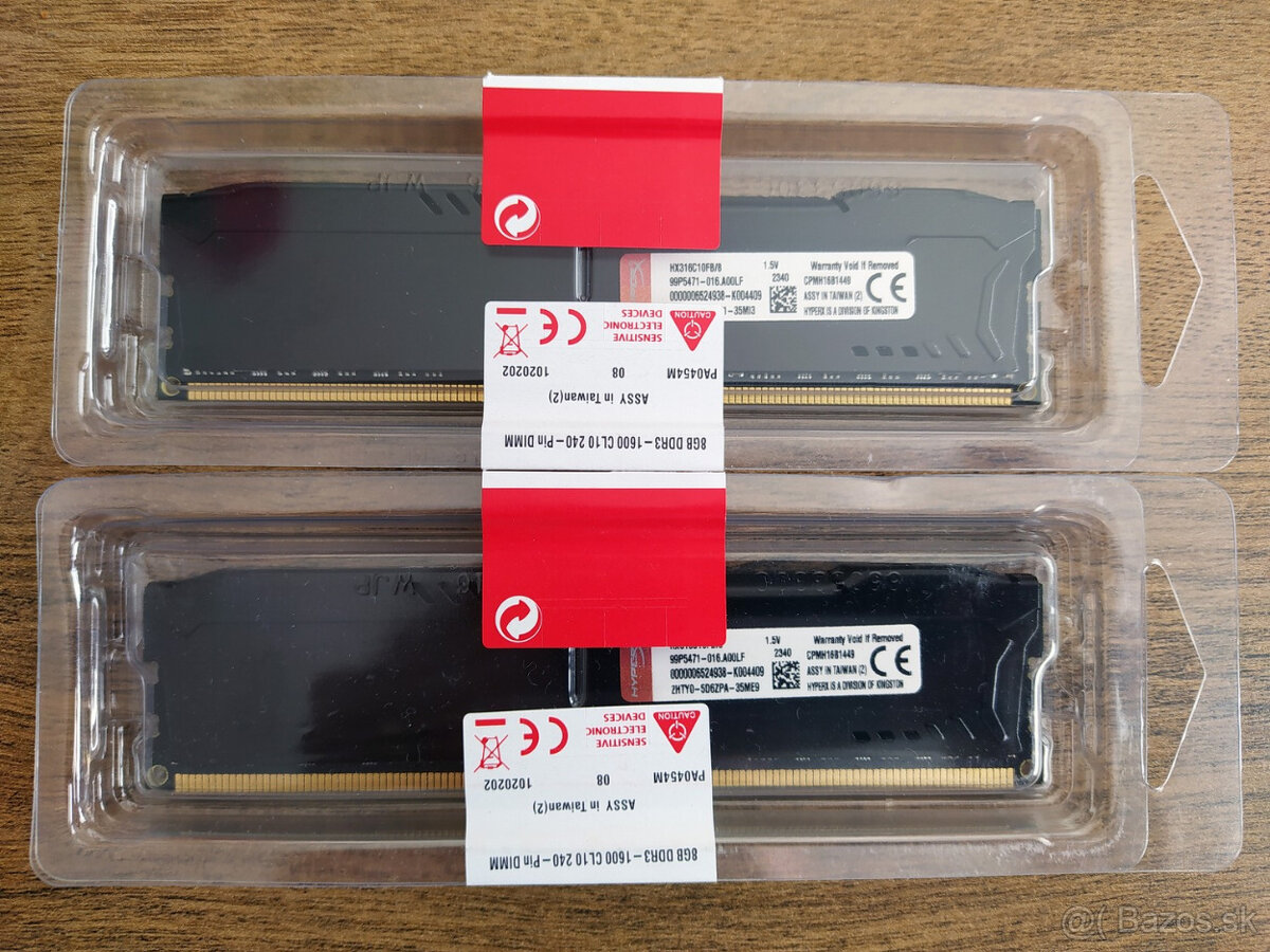 DDR3 16GB /2x 8GB/ 1600MHz CL10 Kingston HyperX FURY