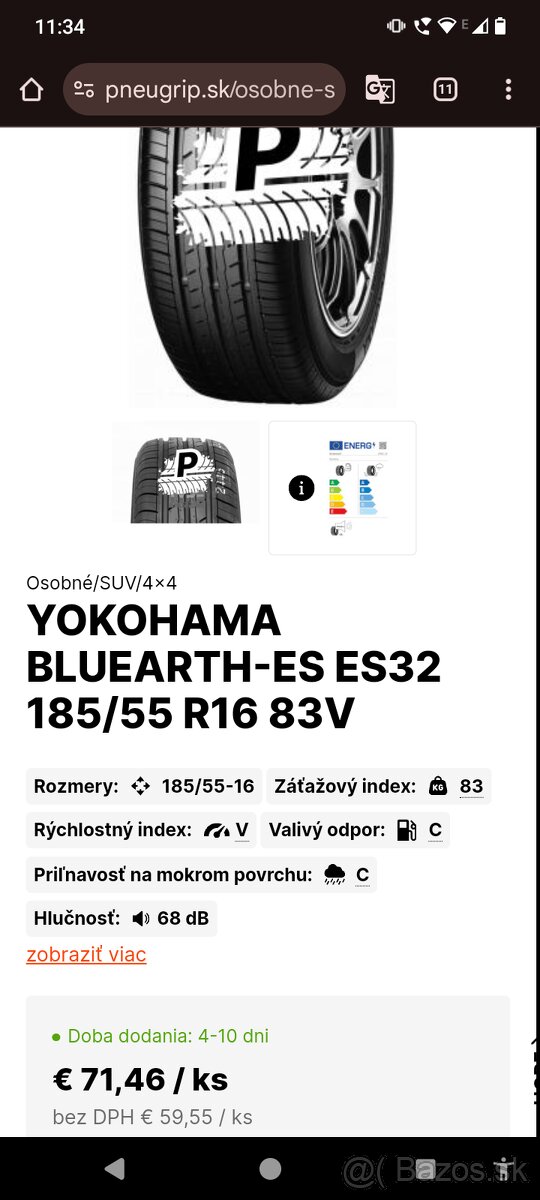 YOKOHAMA BLUEARTH-ES ES32 185/55 R16 83V