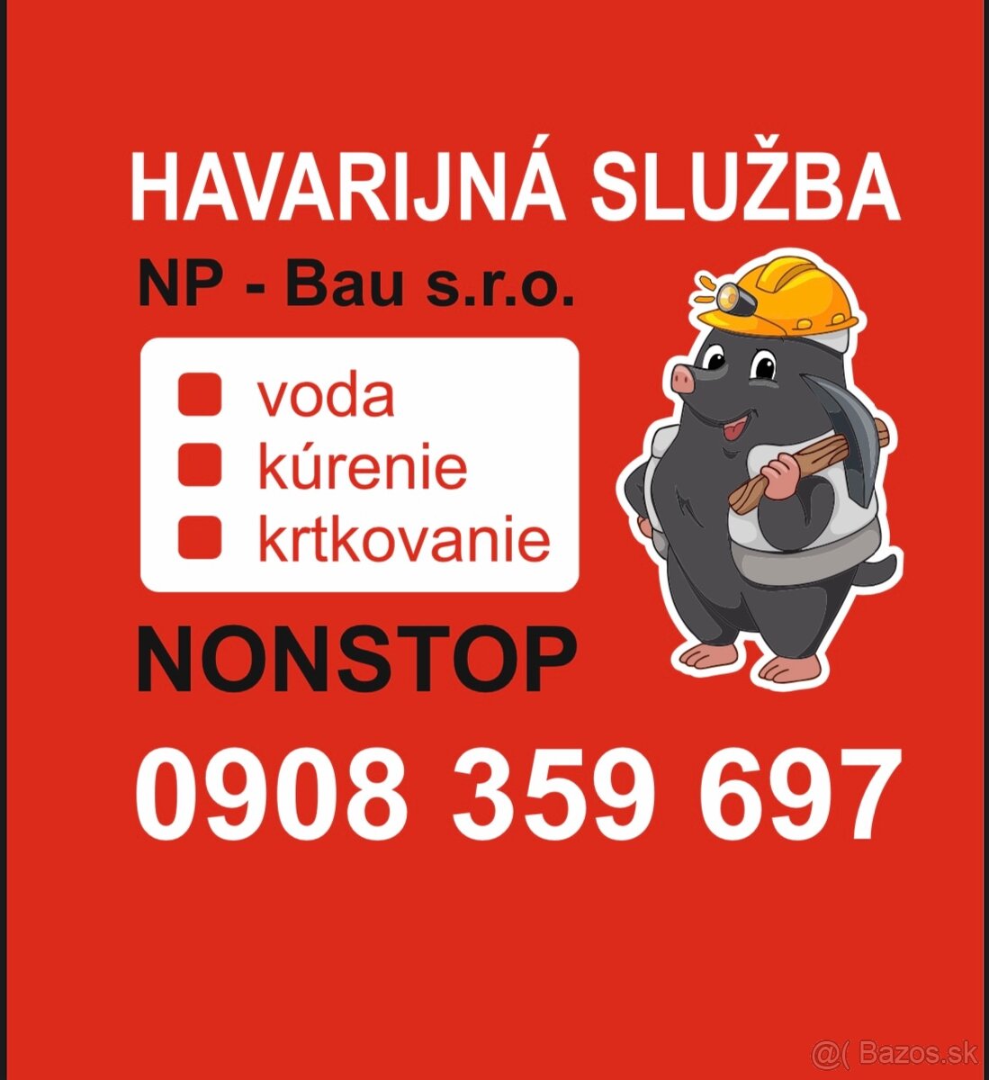 Voda - kúrenie - kanalizácia - krtkovanie