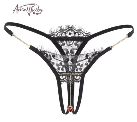 Erotické Pearl Pendant Open Thongs Women Underwear