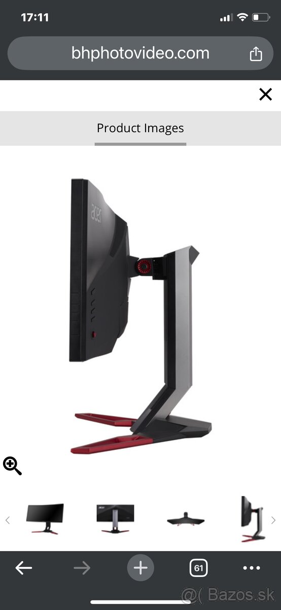 PredamAcer Predator Z1 UM.CZ100.001 30" 21:9 Curved LCD Moni