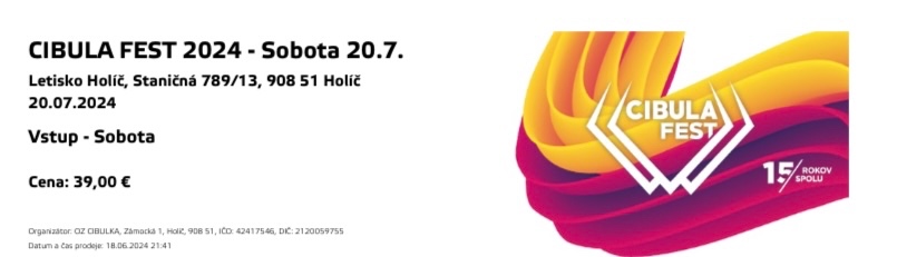 Vstupenka na CIBUĽA FEST 2024 - SOBOTA 20.7.2024