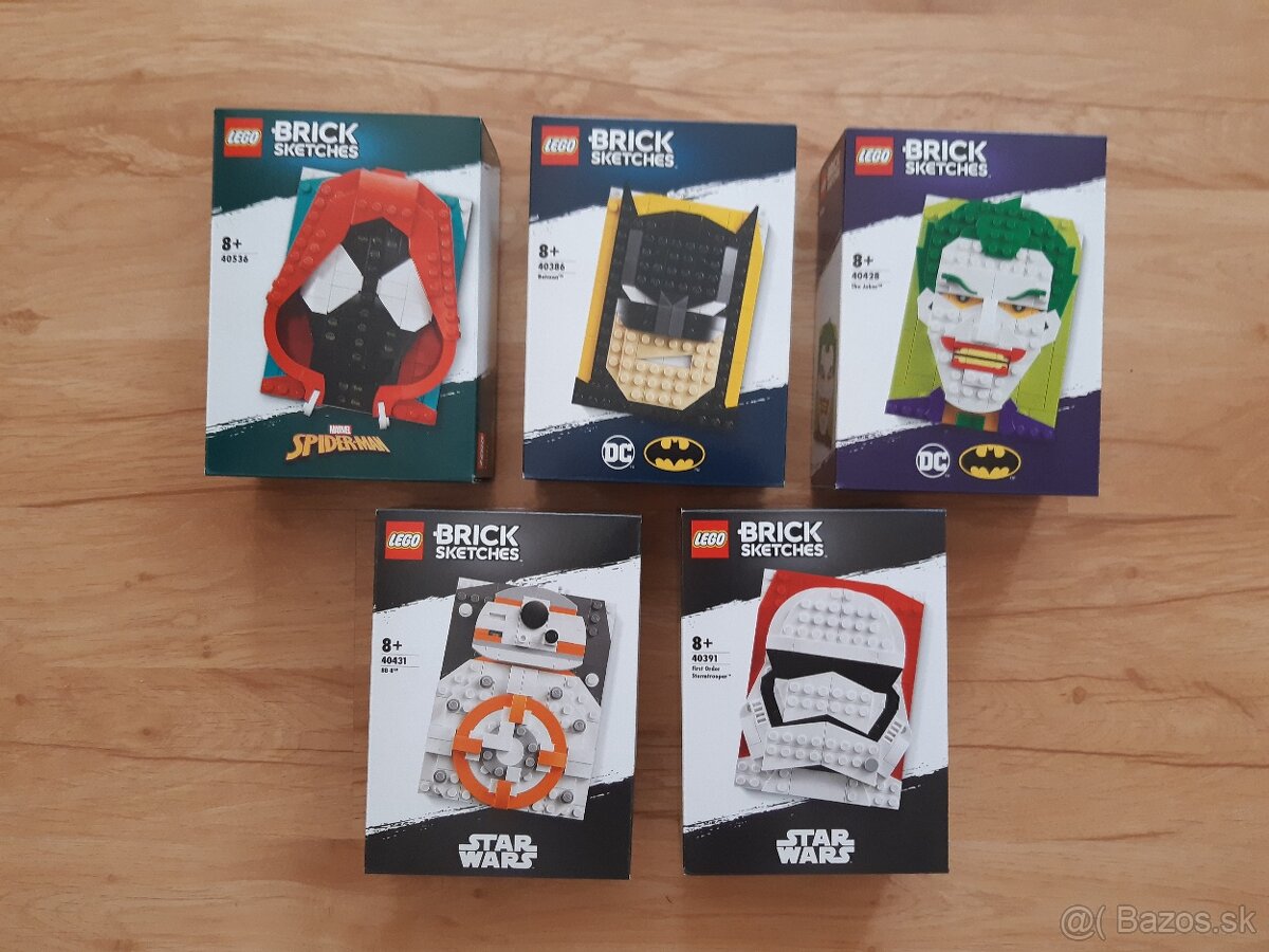 Predám LEGO mix Brick Sketches Star Wars, DC Comics, Marvel