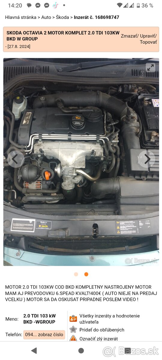 PREDAM MOTOR 2.0 TDI 103KW COD BKD