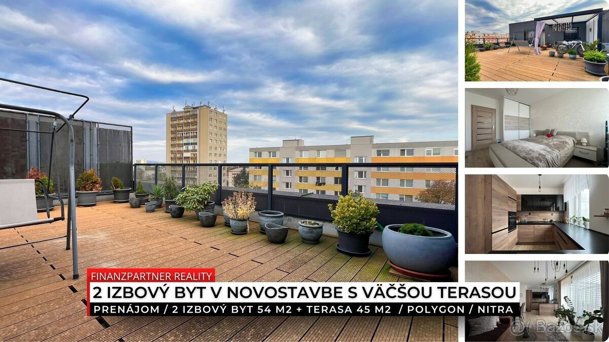 Prenájom - novostavba, 2 izbový byt + terasa 99 m2, Nový Pol