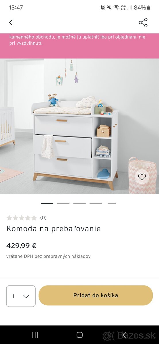 Prebalovacia komoda