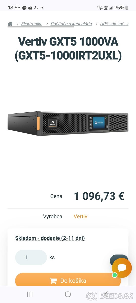 Nepretržitý zdroj napájania UPS Vertiv GXT5