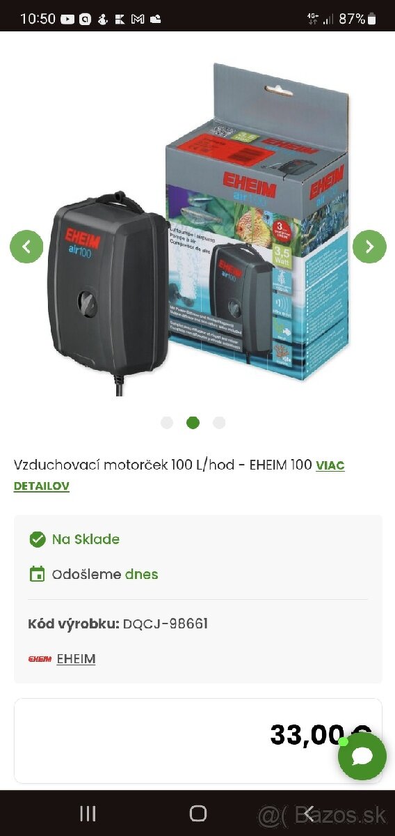 Predám vzduchovací motorček eheim 100