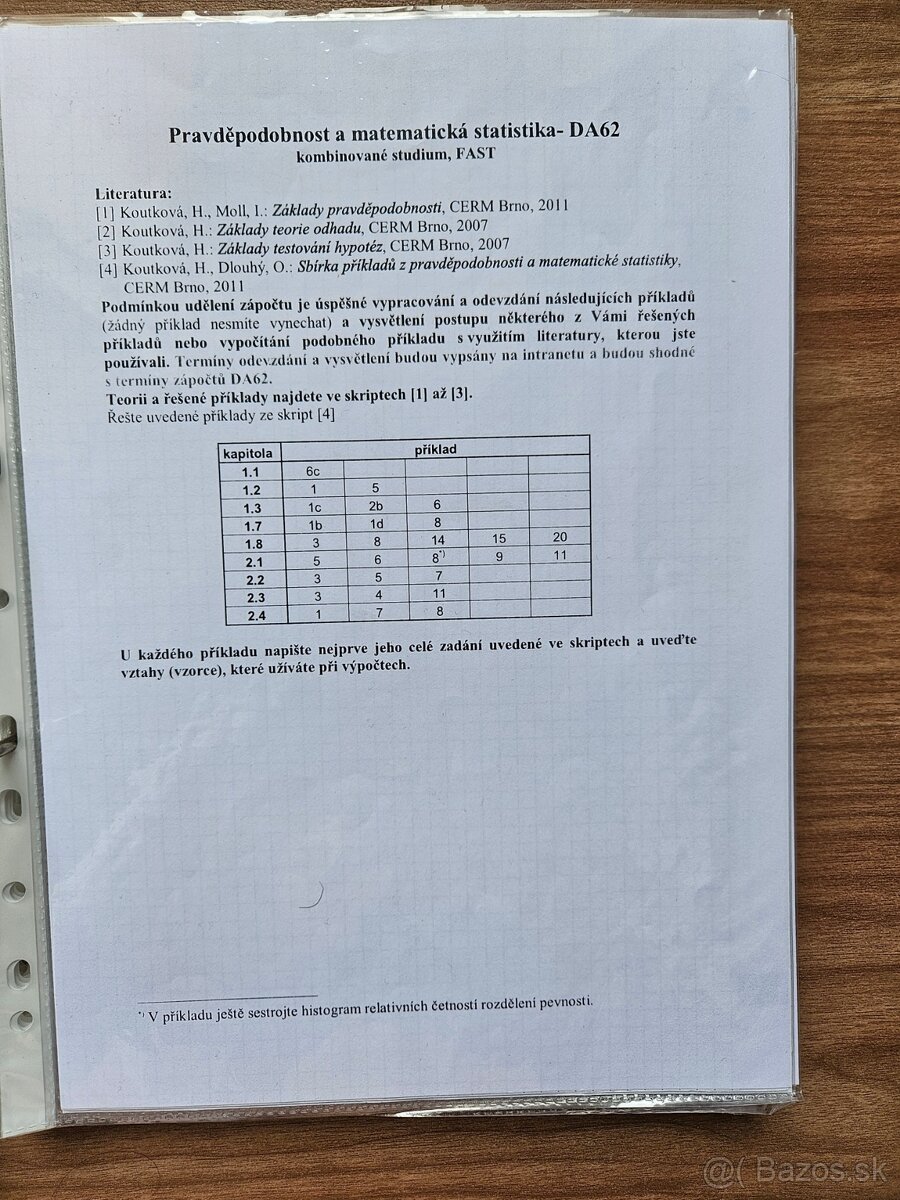 Pravděpodobnost a matematická statistika DA62, FAST