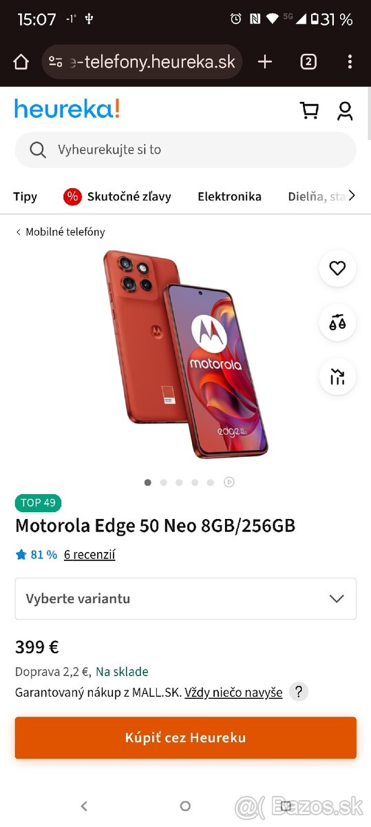 Motorola noe edge 5G  8gb/256gb red