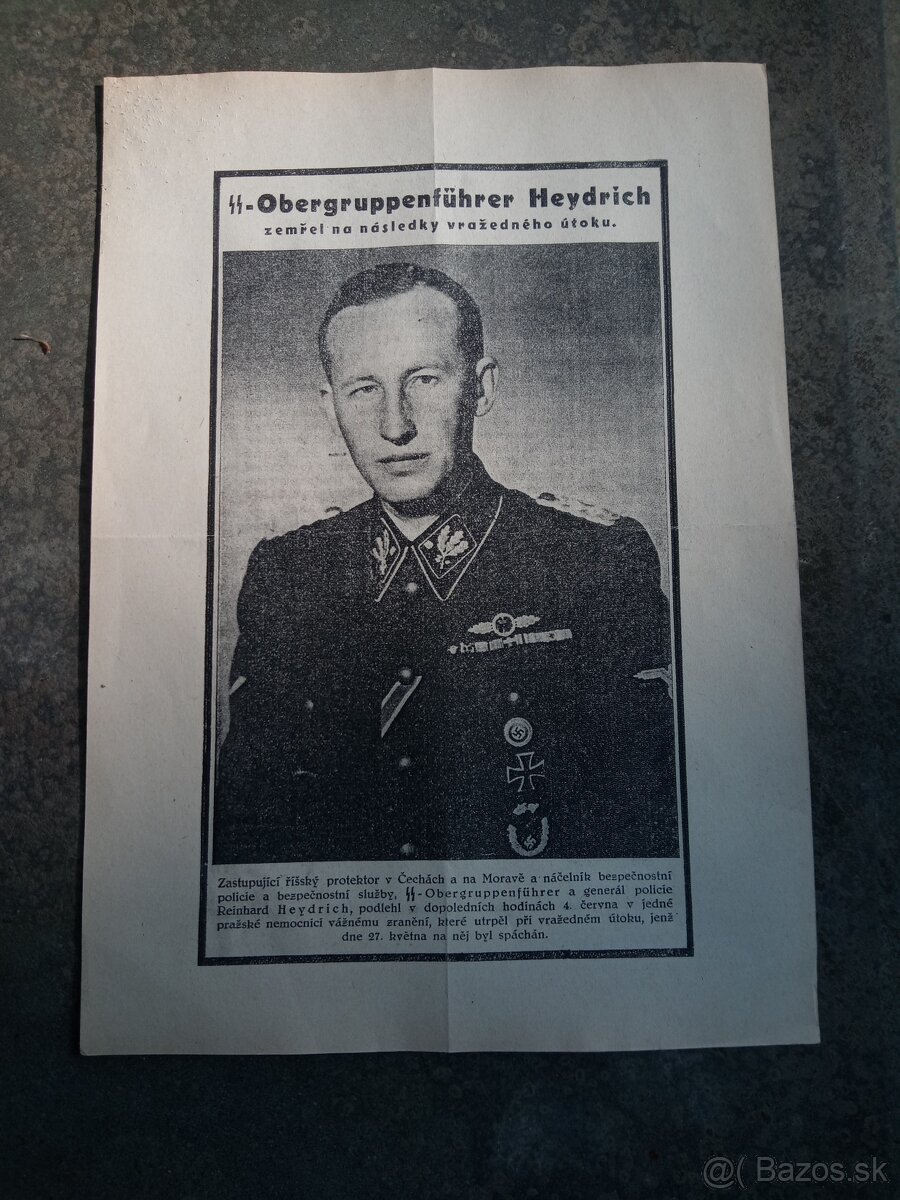 Heydrich - vkládaný leták