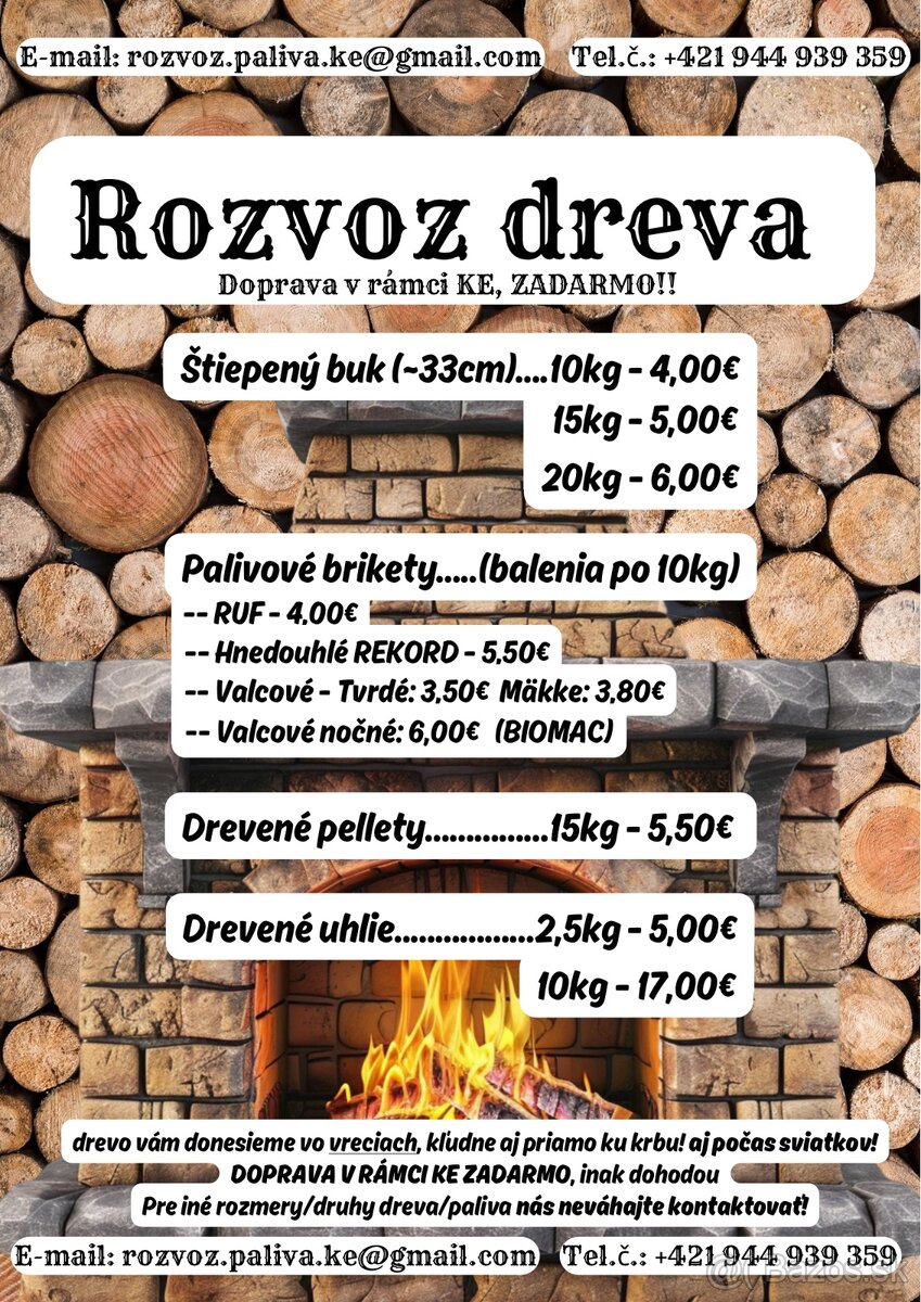 Buk 10kg - 4€  Predaj Palivového dreva, doprava zdarma