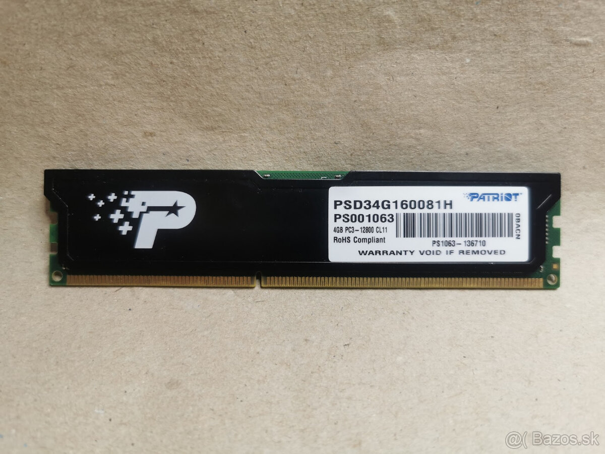 Predám 4GB DDR3 PC RAM moduly - Kingston/Patriot/...