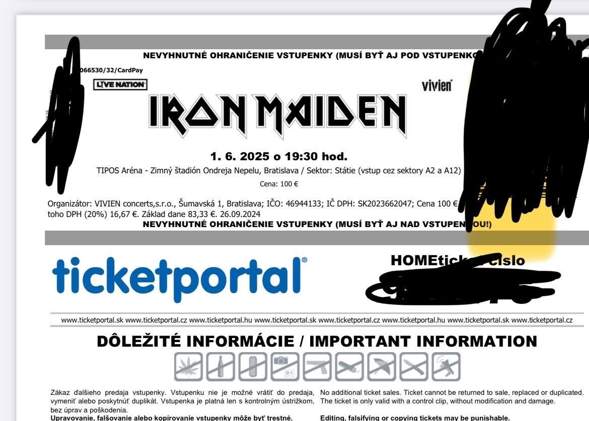 IRON MAIDEN - Bratislava, 6x státie priamo pod pódiom