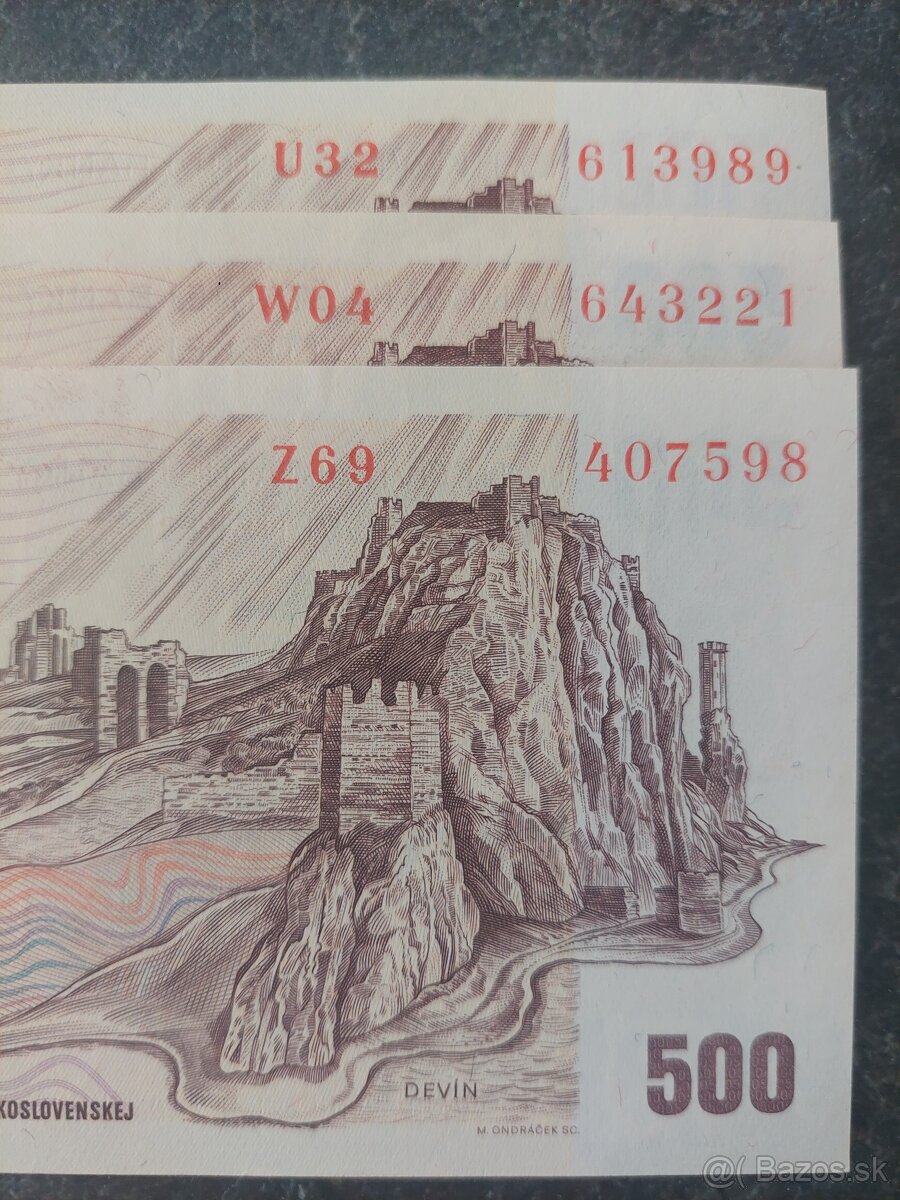 3x 500 Kčs 1973, stav N