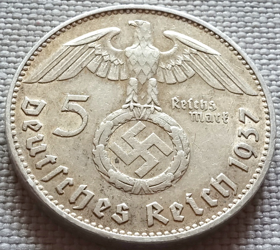 Strieborna 5 marka 1937-J