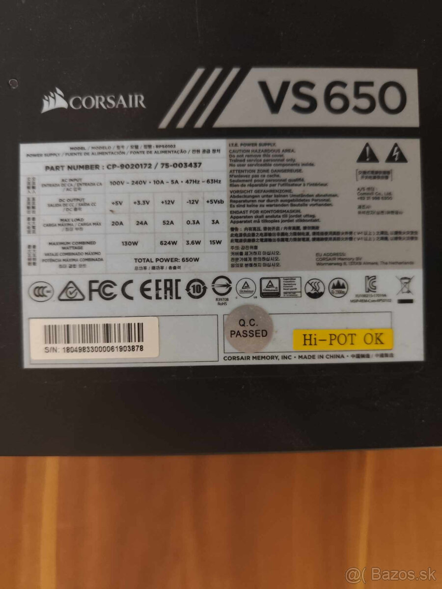 PC zdroj Corsair VS650