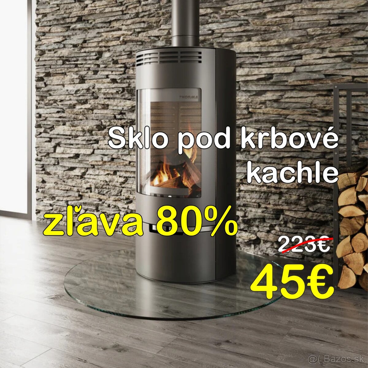 Nové sklo pod krb, kachle ZĽAVA 80%. Nákupná cena 223€