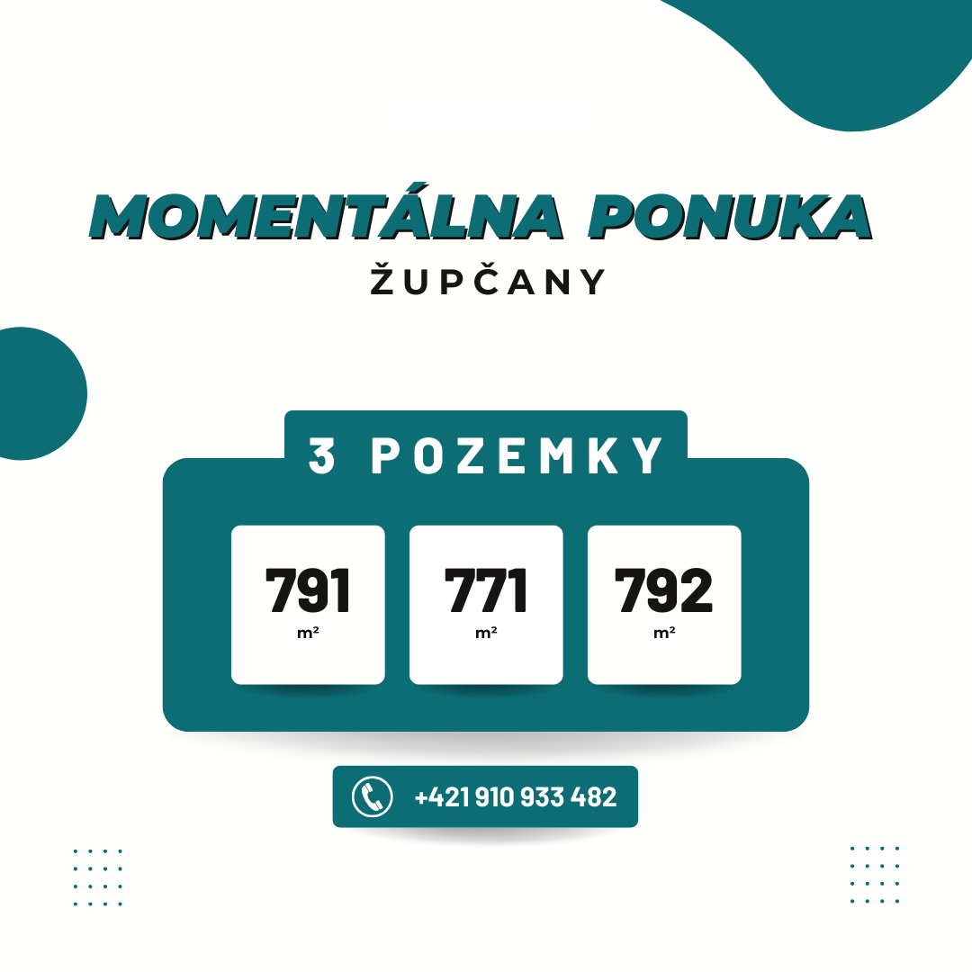 Pozemok Župčany - 3 stavebné pozemky v obci Župčany