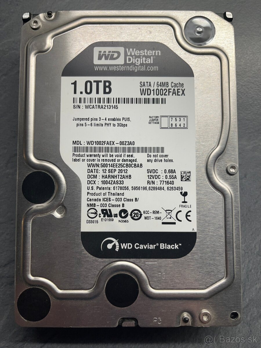 WD Caviar Black 1 TB SATA III 7200 RPM 64 MB Cache