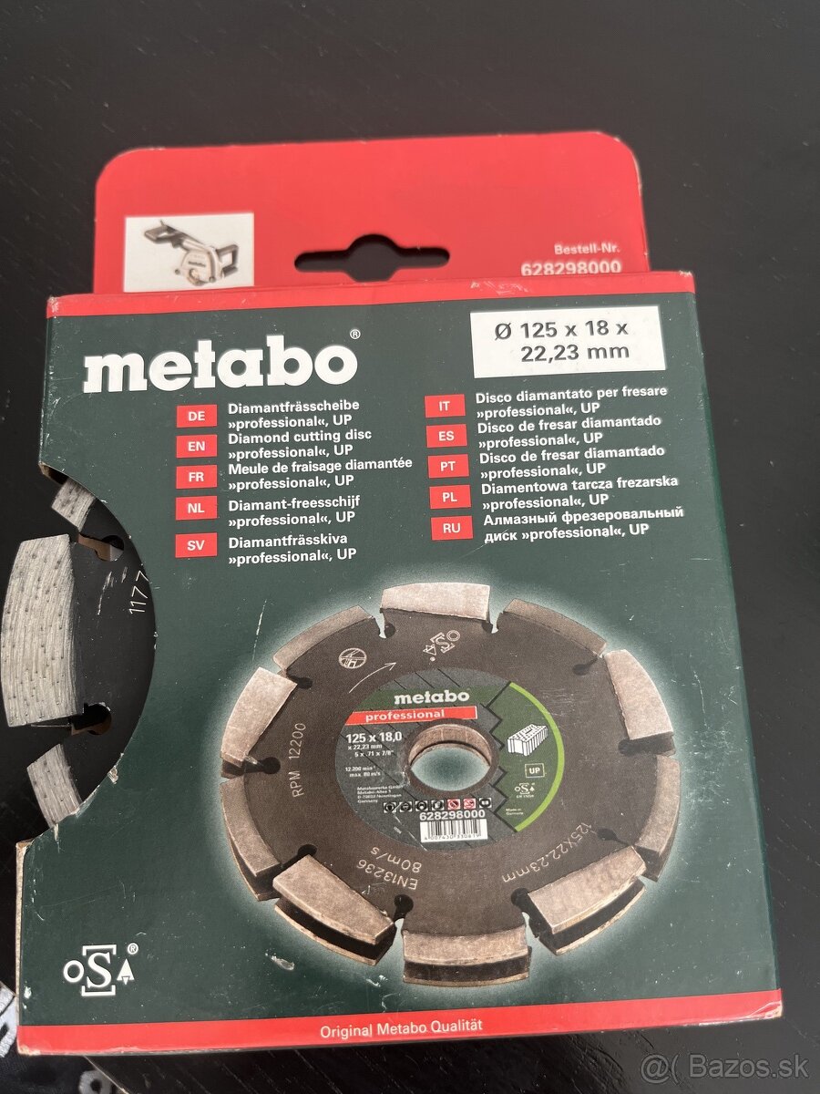 METABO Diamantový frézovací kotouč 2, 125x18x22,23mm,