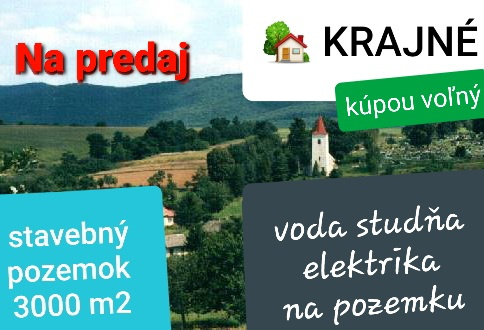 STAVEBNÝ POZEMOK PRI CESTE S PEKNÝM VÝHĽADOM KRAJNÉ - MYJAVA