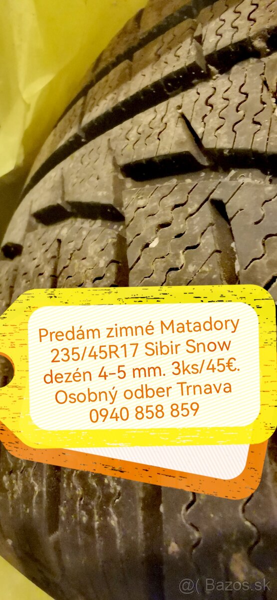 Predám zimné Matadory Sibír Snow 235 /45R17