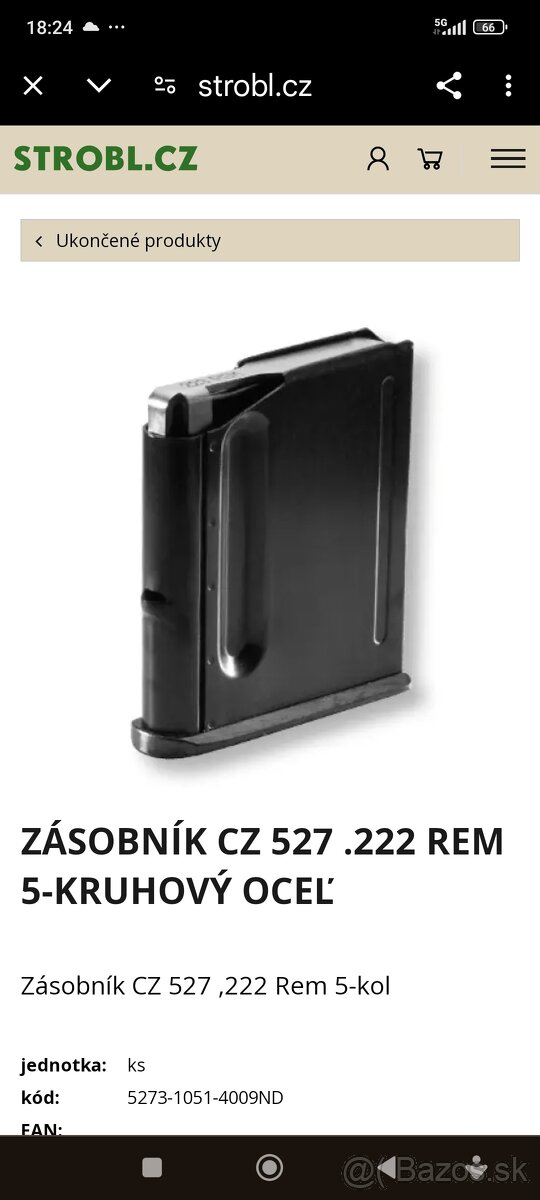 Zásobník na cz527 remington 222